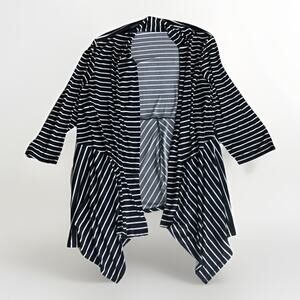 Dressbarn Women’s 3X Black White Striped Open Front Cardigan NWT Plus Size